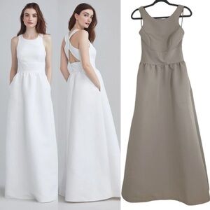 $300 Amsale Cream Sheath Bridesmaid Prom Evening Dress‎ Fiona Sleeveless 4 S